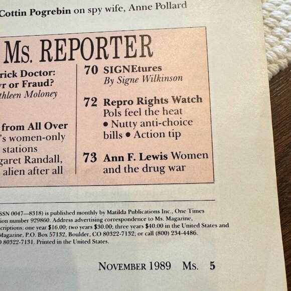 Vintage Ms. November 1989, Volume 18, Number 5 - Picture 3 of 3